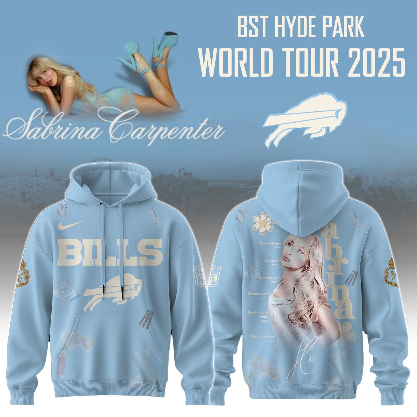B Bills x Sabrina Carpenter “Short n’ Sweet Tour” Hoodie Editions Limited +Selling Out Fast