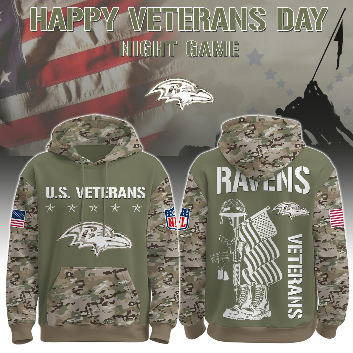 Baltimore Ravens - Veteran Day 2025 Hoodie Limited Edions