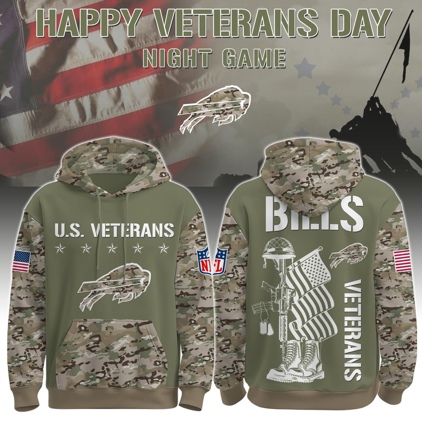 Buffalo Bills - Veteran Day 2025 Hoodie Limited Edions