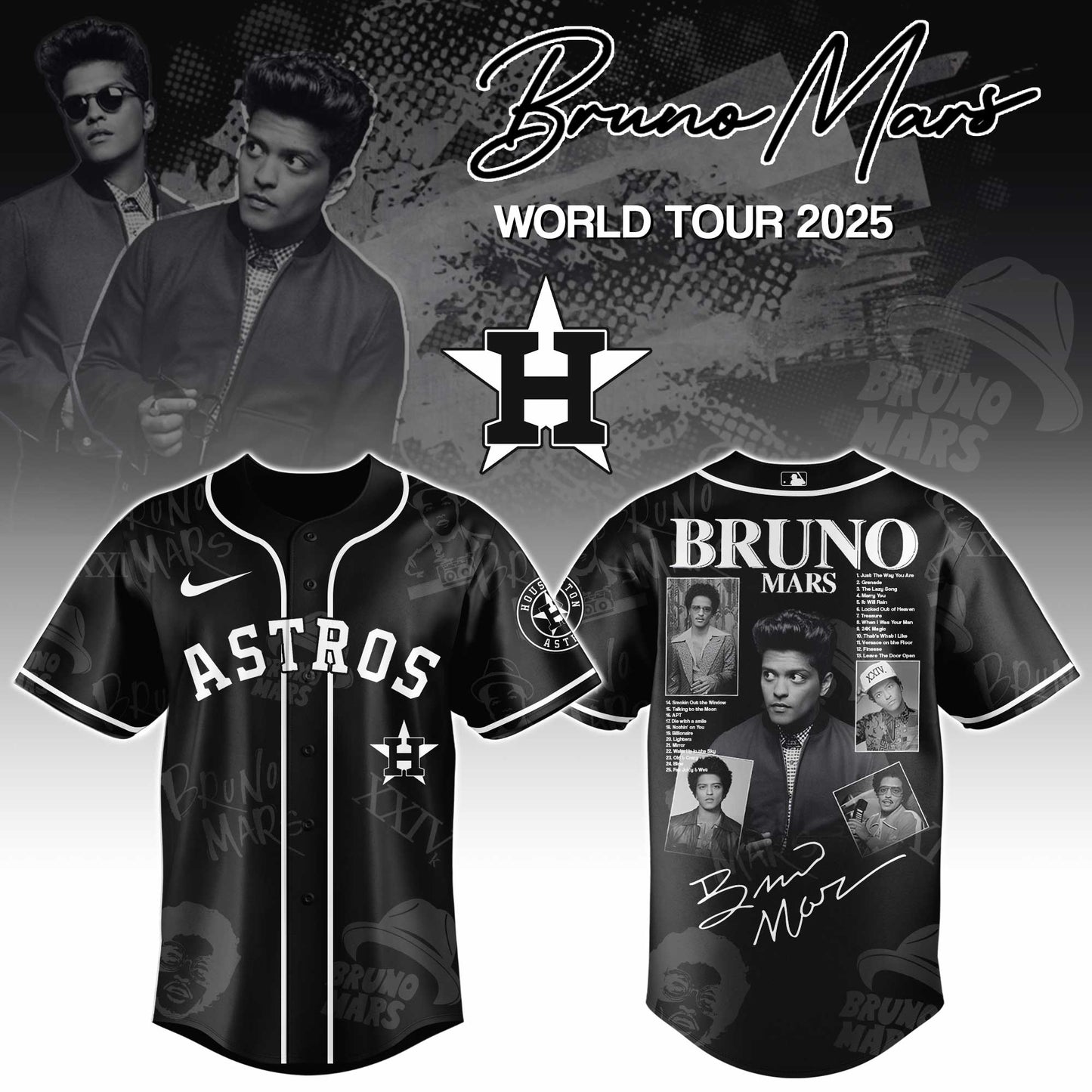 H Astros x Bruno Mars at Park MGM 2025 Jersey Editions Limited +Selling Out Fast