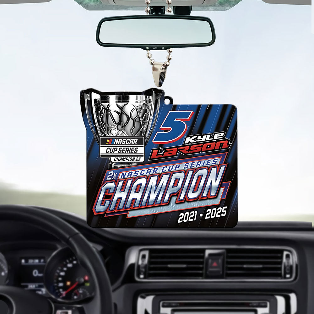 Kyle Larson 2025 NASCAR Cup Series Champion Custom shape 2-sided Acrylic Car Ornament