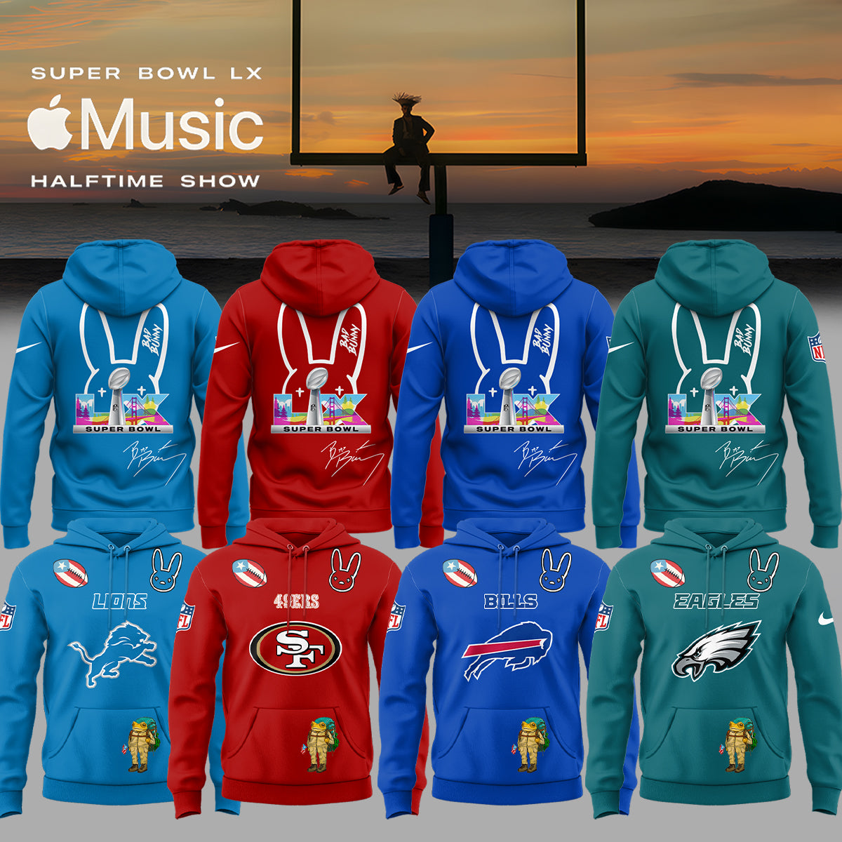 ALL TEAM NFL x Bad Bunny Super Bowl 2026 Combo Hoodie V3