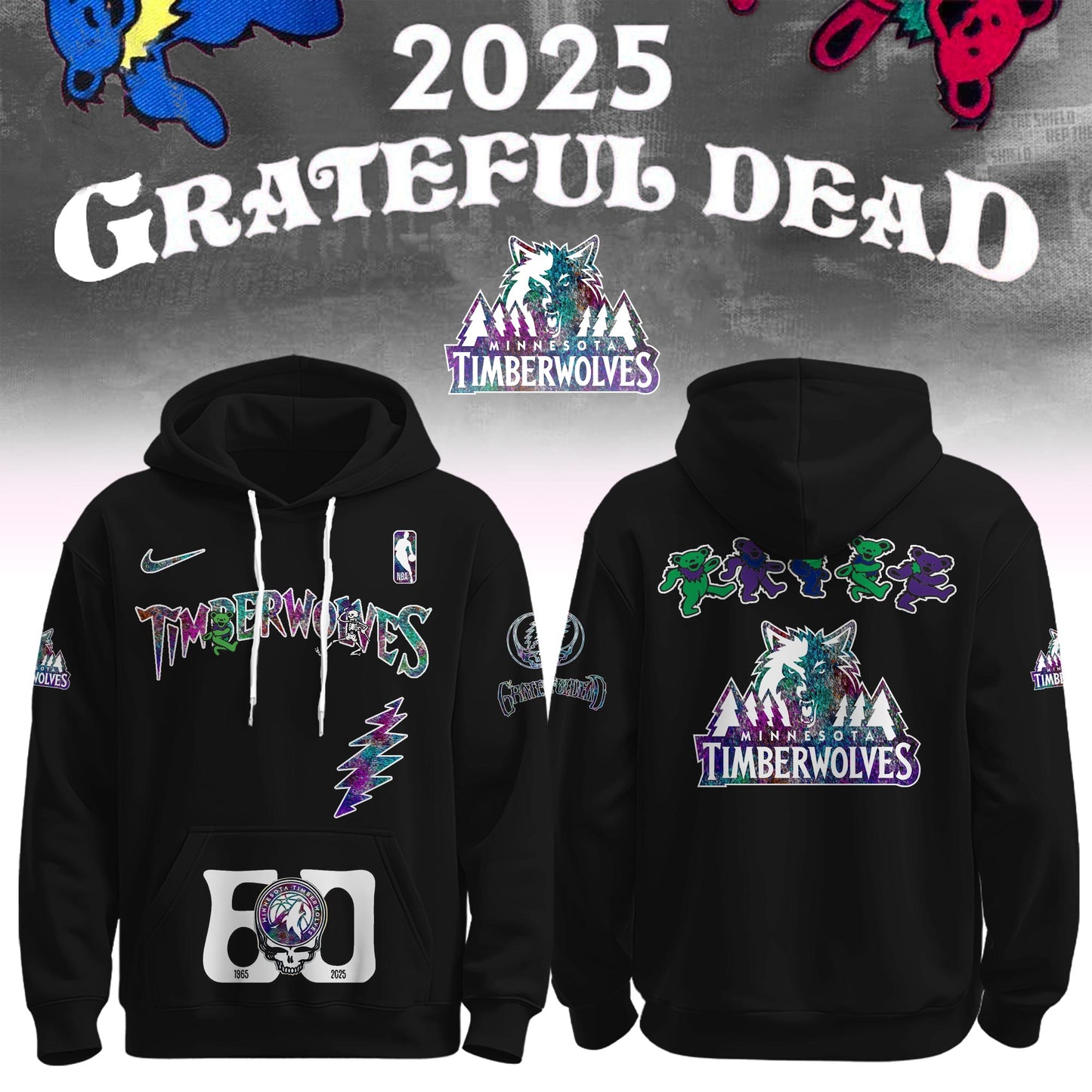 Minnesota Timberwolves x Grateful Dead 60th Hoodie Editions Limited 1965 2025