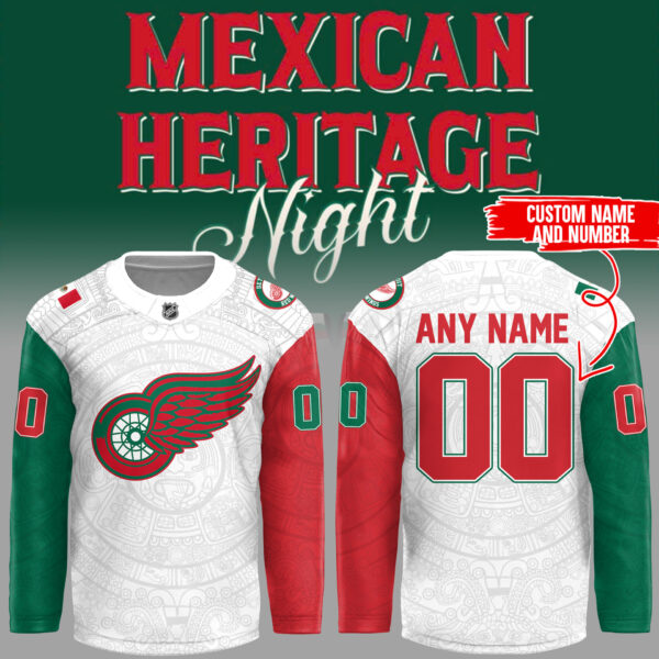 Limited Edition Red Wings x Mexican Heritage Night 2025 Custom Hockey Jersey