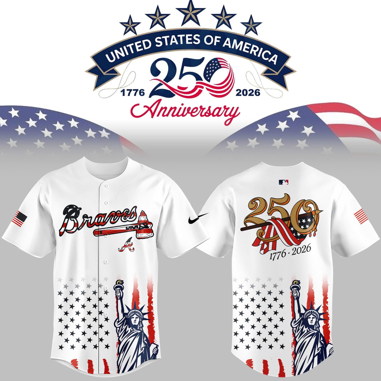 Atlanta Braves 2026 Celebrate America’s 250th Anniversary Jersey