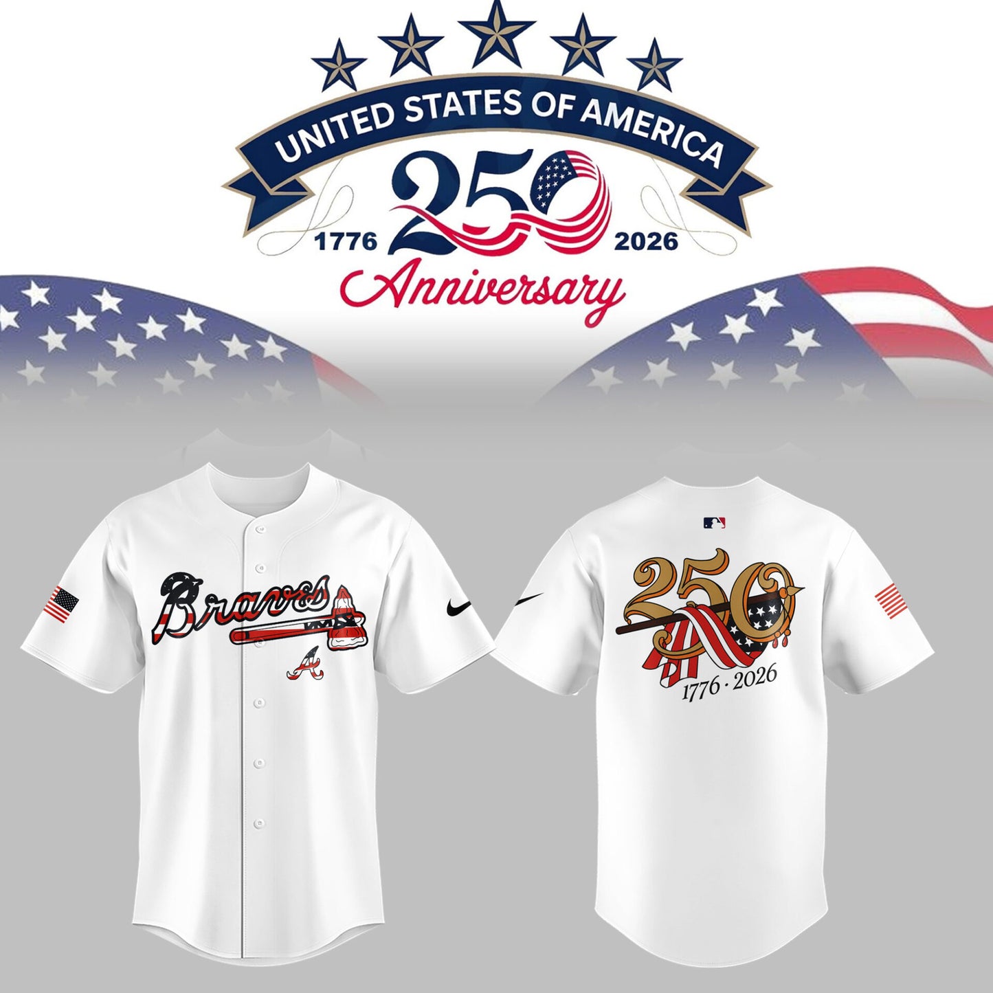 Atlanta Braves 2026 Celebrate America’s 250th Anniversary Jersey