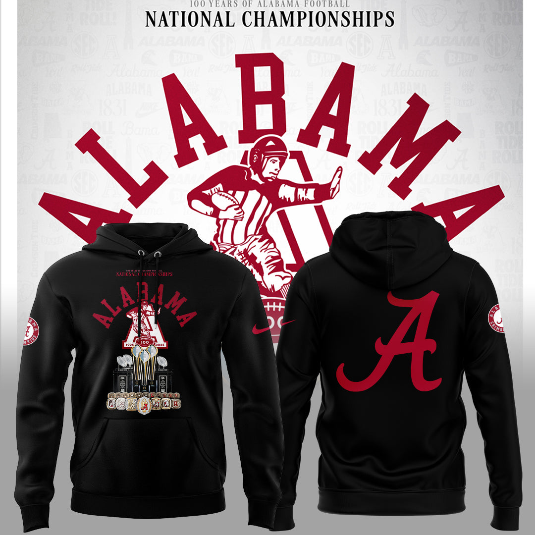 Limited Edition Alabama FB Celebrating 100 Years of National Championships Hoodie