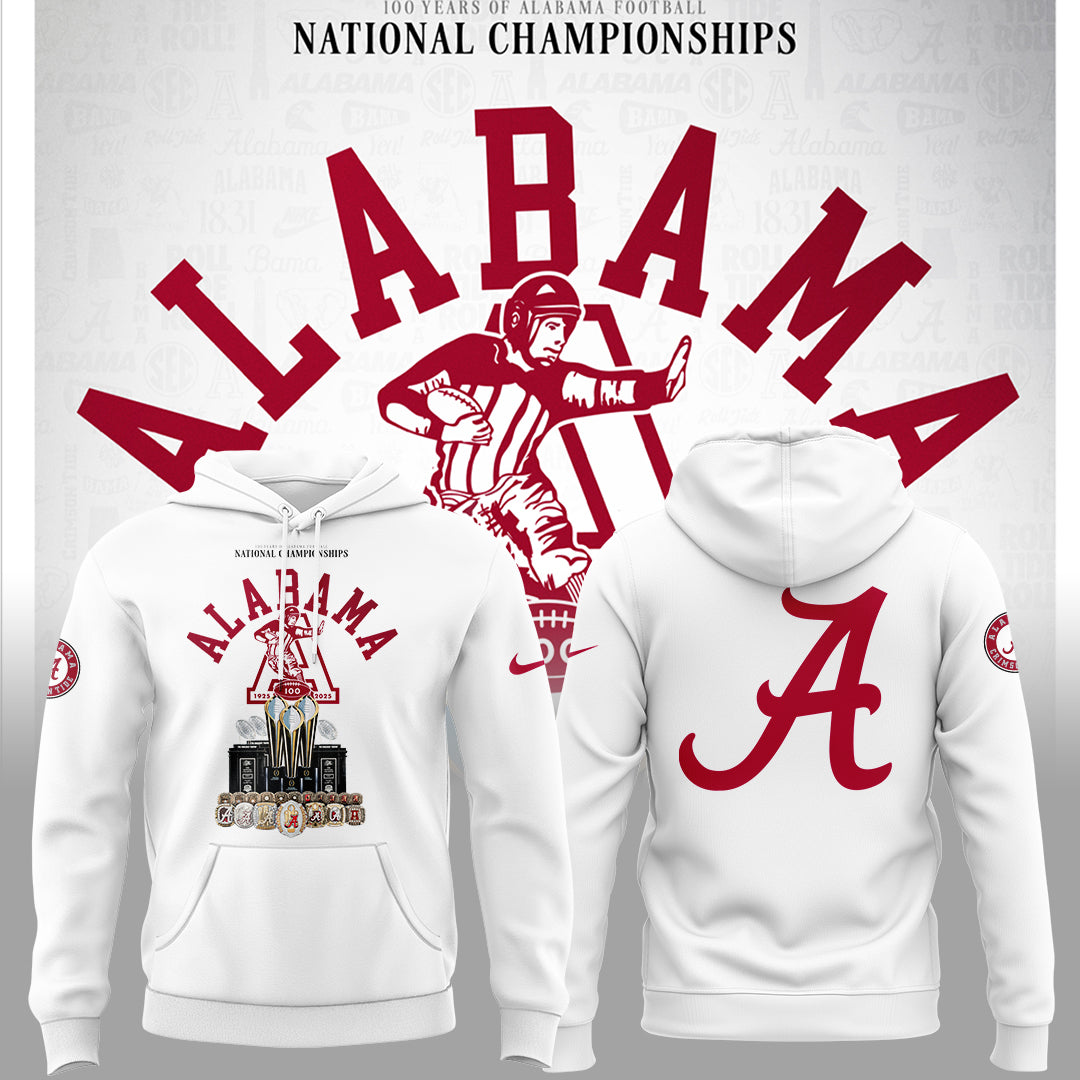 Limited Edition Alabama FB Celebrating 100 Years of National Championships Hoodie