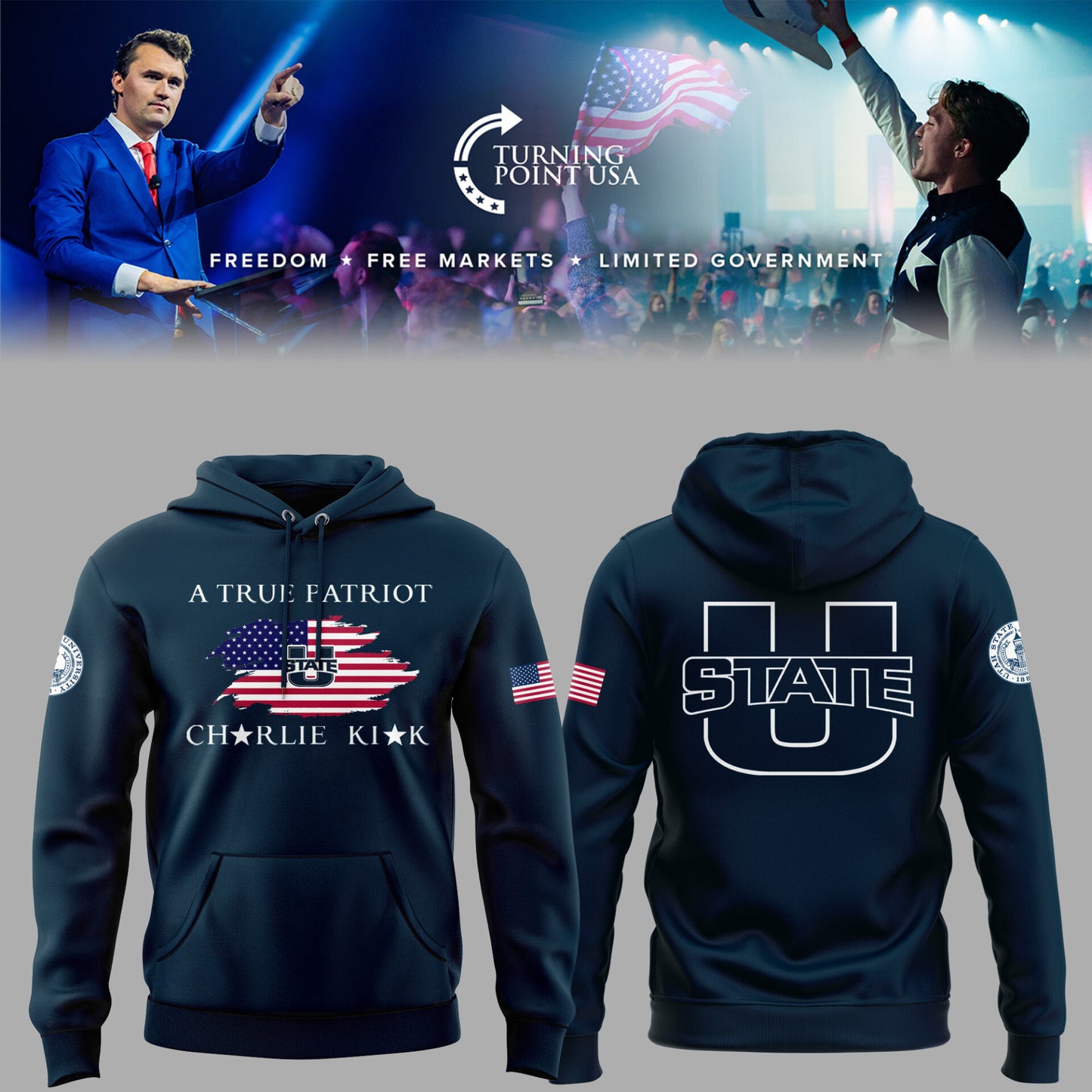 Limited Edition Utah State x Turning Point USA 2025 Hoodie