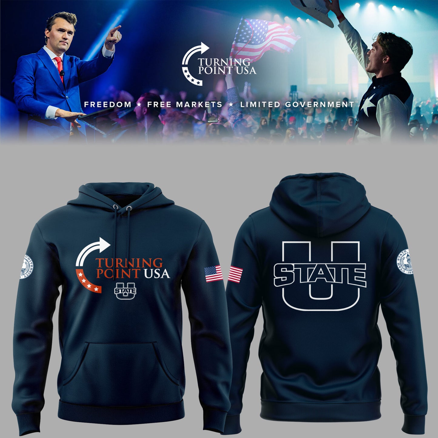 Limited Edition Utah State x Turning Point USA 2025 Hoodie