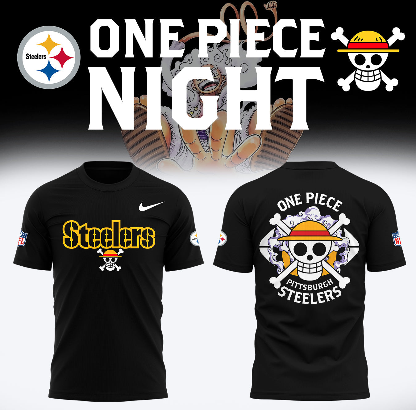 One Piece x Pittsburgh Steelers Limited Edition Shirt