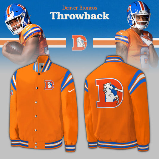 Denver Broncos NFL 2024 Throwback 1977 Nike Orange Crush Limited Baseball Jacket