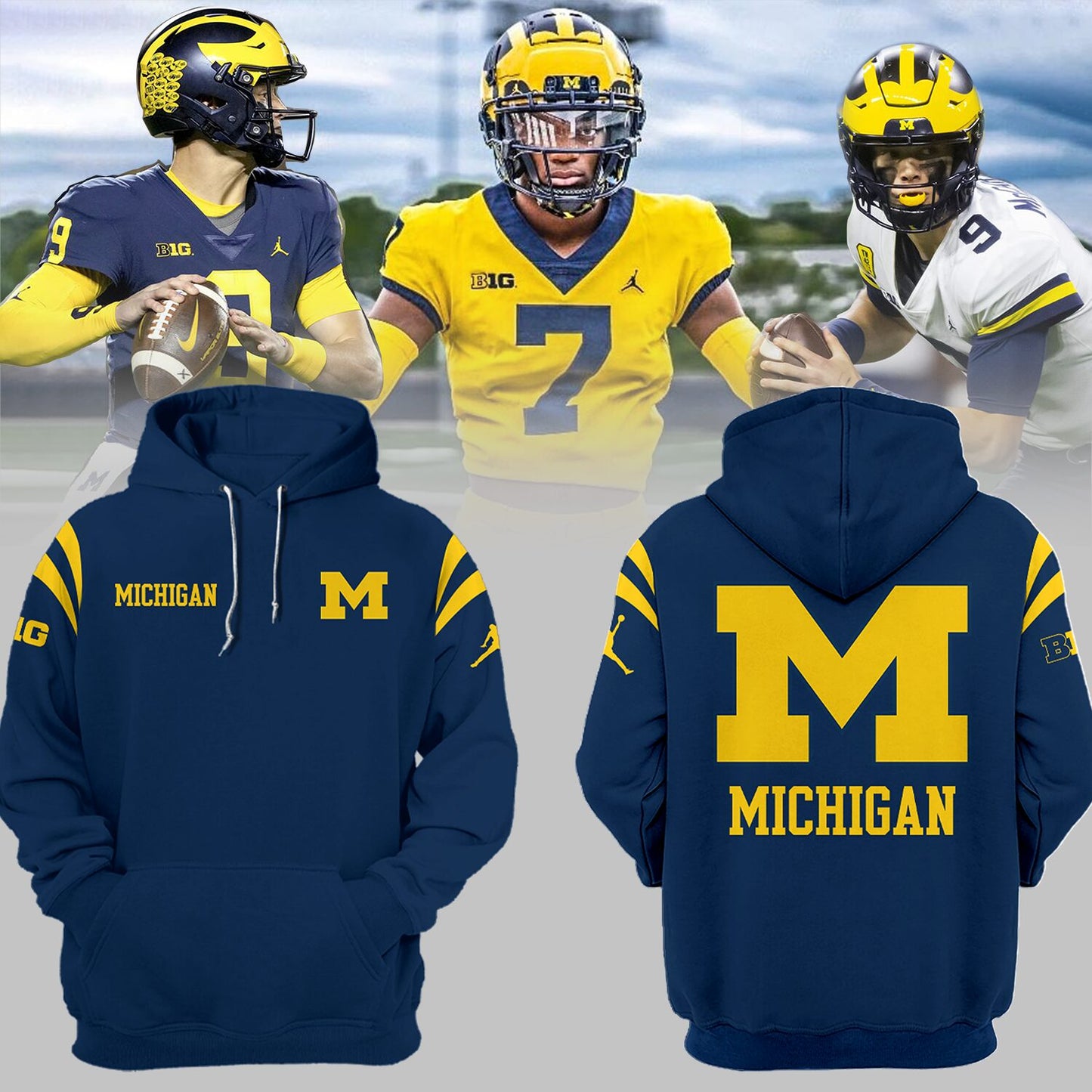 Limited Edition Michigan Printed Logo Navy Hoodie