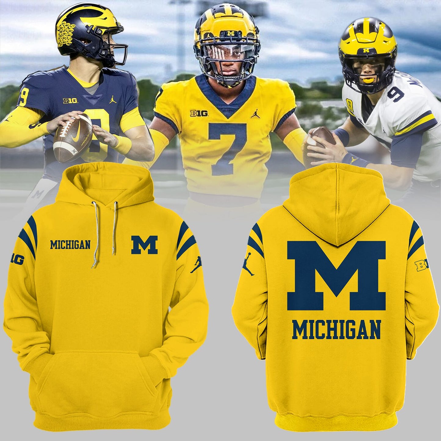 Limited Edition Michigan Printed Logo Yellow Hoodie