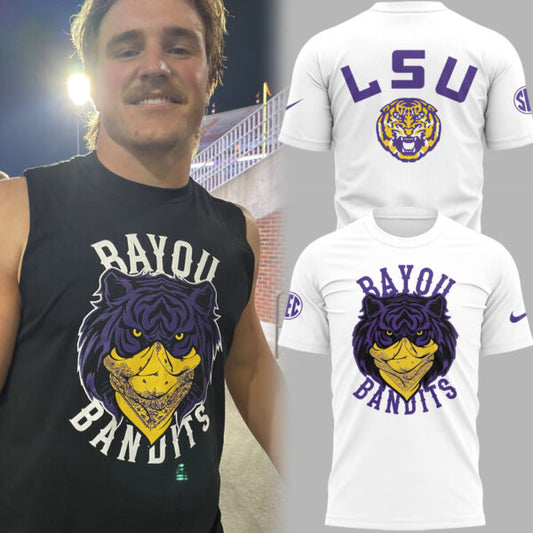 LSU Tigers Football Bayou Bandits Logo Black Limited Edition TShirt