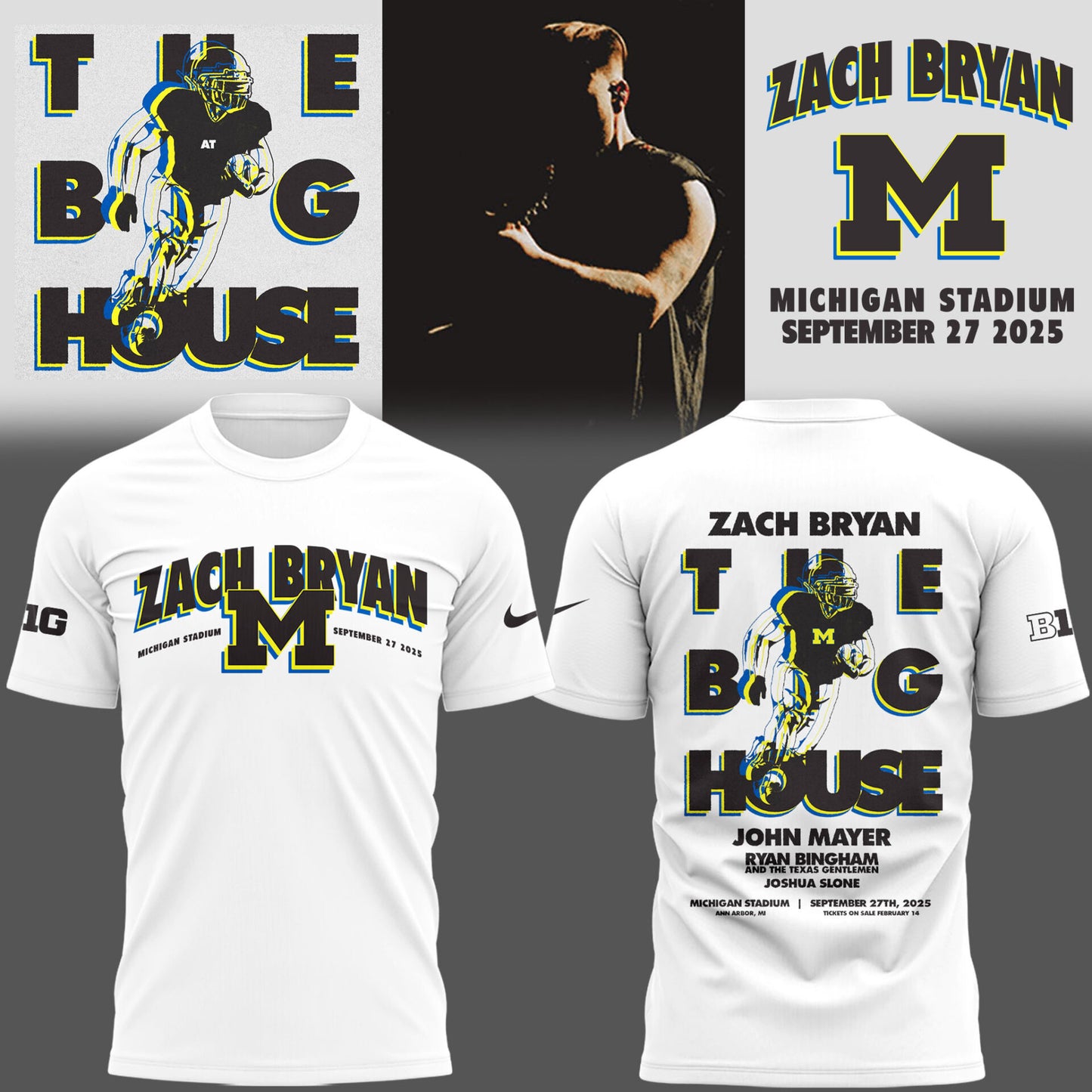 Limited Edition Michigan Fb Zach “The Quittin’ Time Tour 2025” Michigan Stadium TShirt