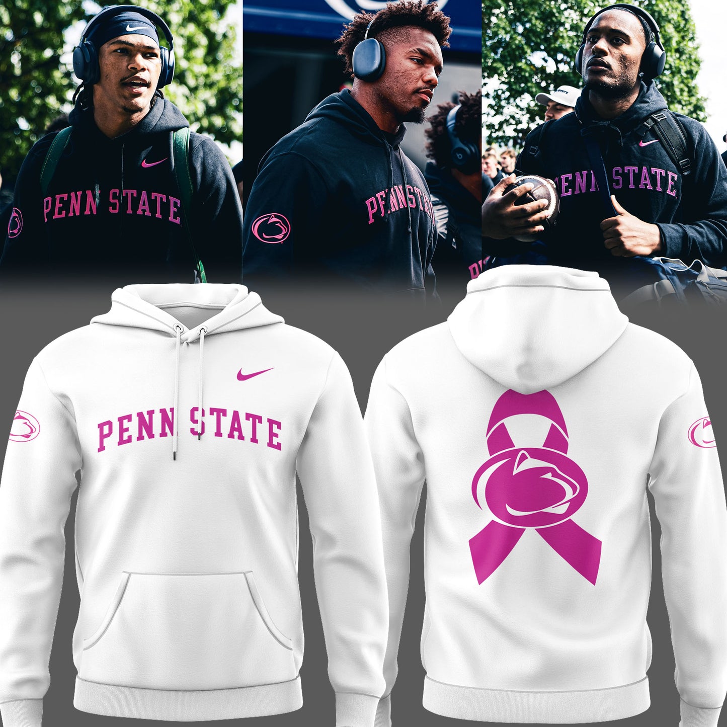 Limited Edition Penn ST Football Beat Cancer W Hoodie