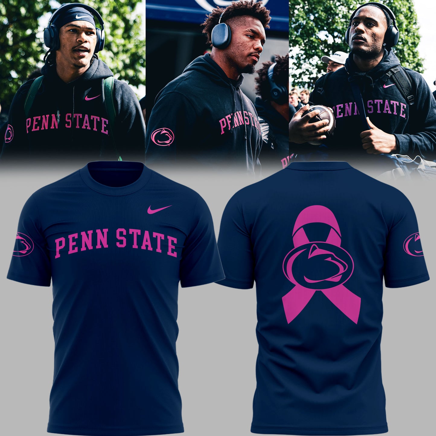 Limited Edition Penn ST Football Beat Cancer Navy TShirt