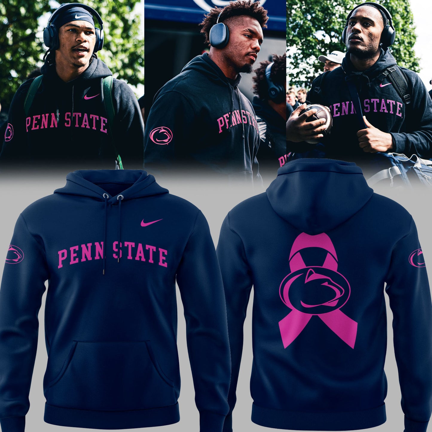 Limited Edition Penn ST Football Beat Cancer Black Hoodie