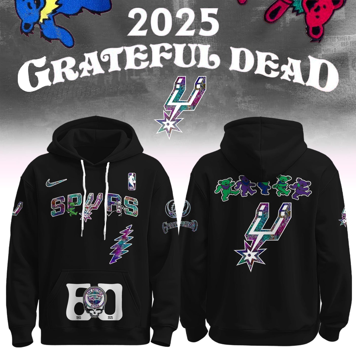 San Antonio Spurs x Grateful Dead 60th Hoodie Editions Limited 1965 2025