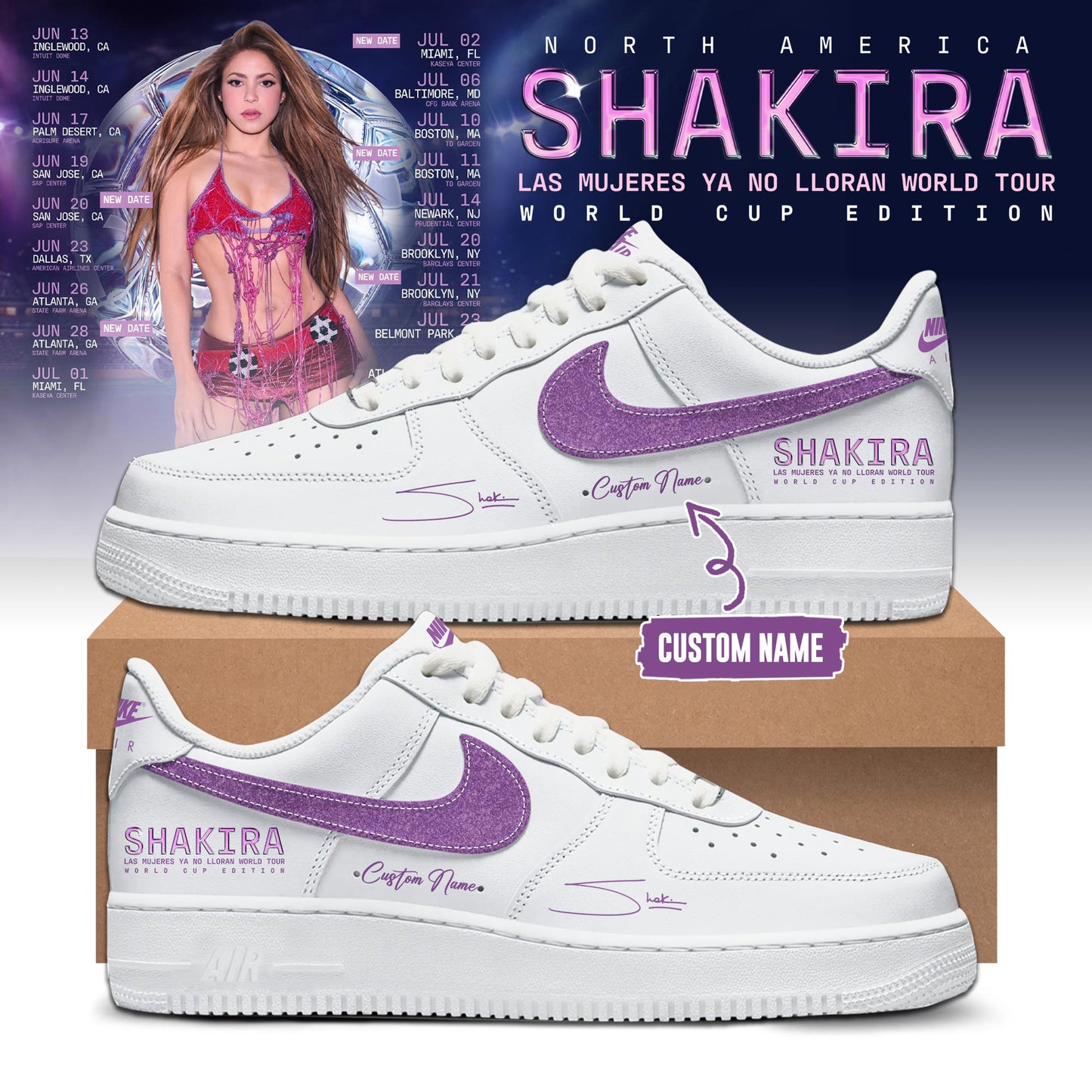 Shakira “Las Mujeres Ya No Lloran” Tour 2026 Limited Edition AF1 Sneakers