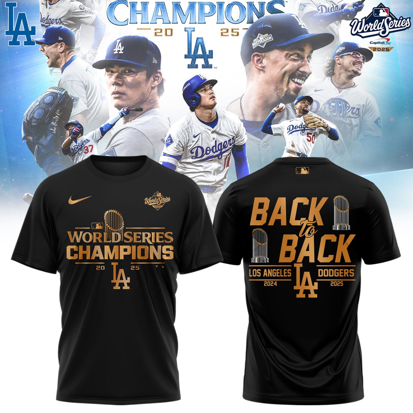 LA Dodgers – 2025 World Series Champions Limited Edition Combo T-Shirt