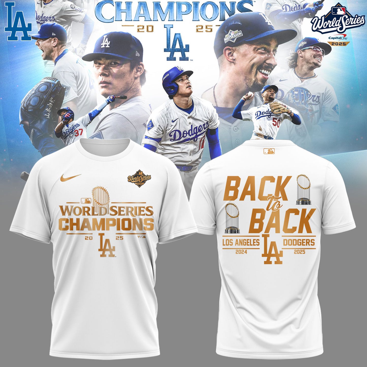 LA Dodgers – 2025 World Series Champions Limited Edition Combo T-Shirt
