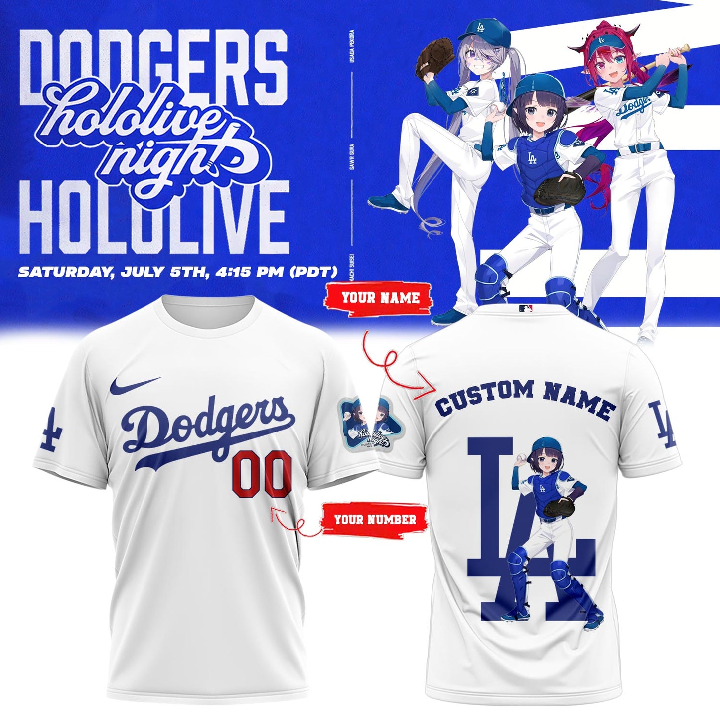 Los Angeles Dodgers _ Hololive Night Ina’nis Shirts 2025