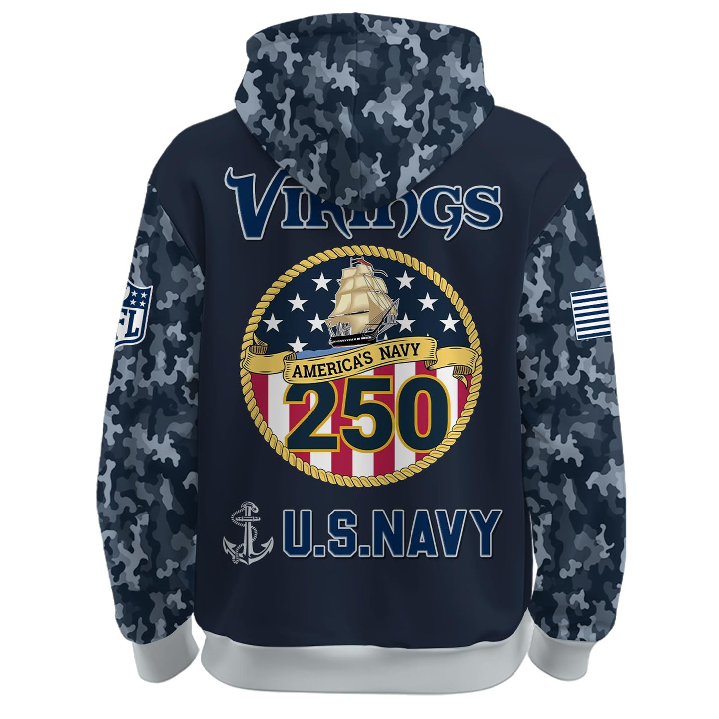 Minnesota Vikings Navy 250th Birthday Hoodie Limited Edions