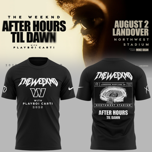Exclusive Version Washington Commanders x The Weeknd 2025 Black Tshirt