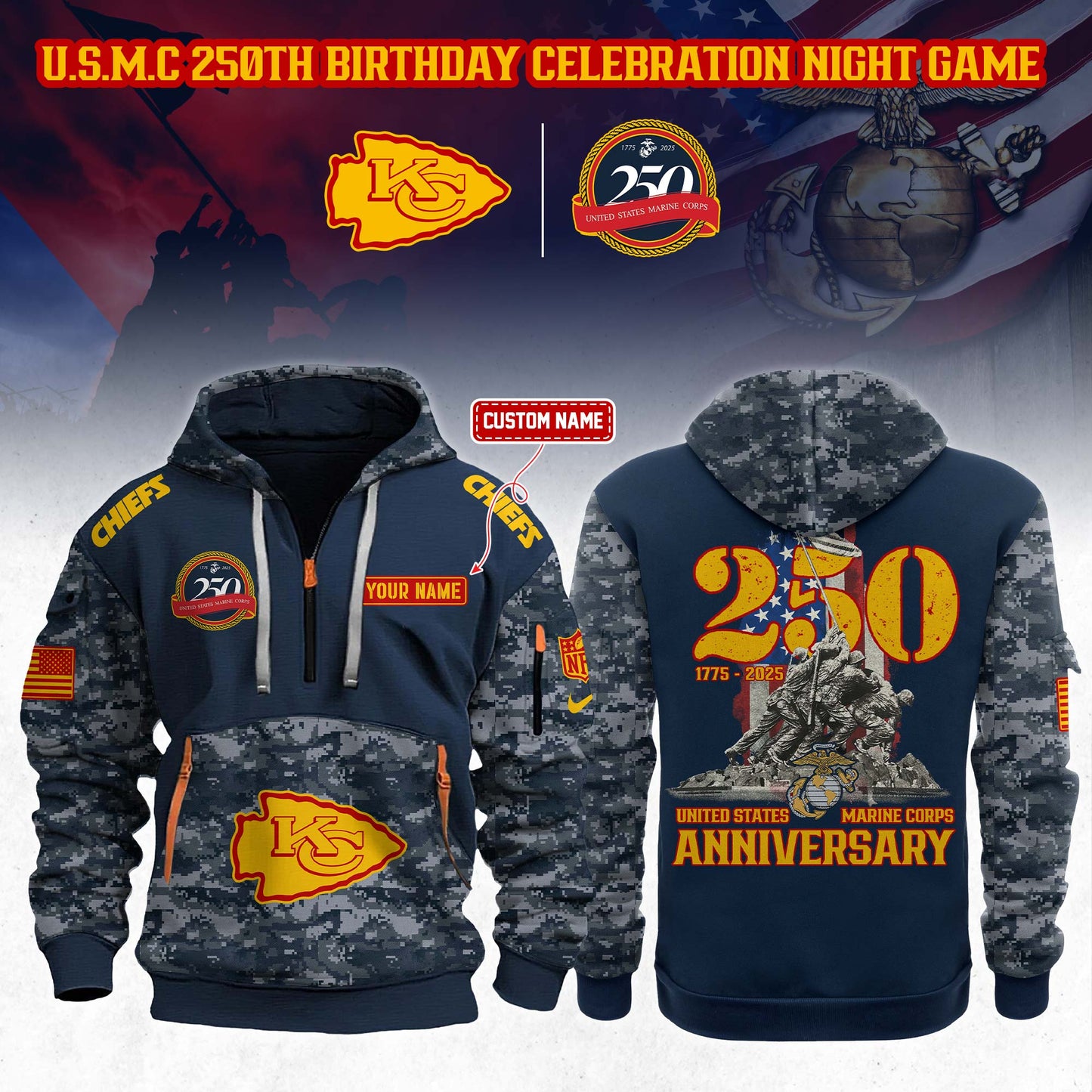 NFL x U.S.M.C 250th Anniversary Limited Editions 2025 Half Zip