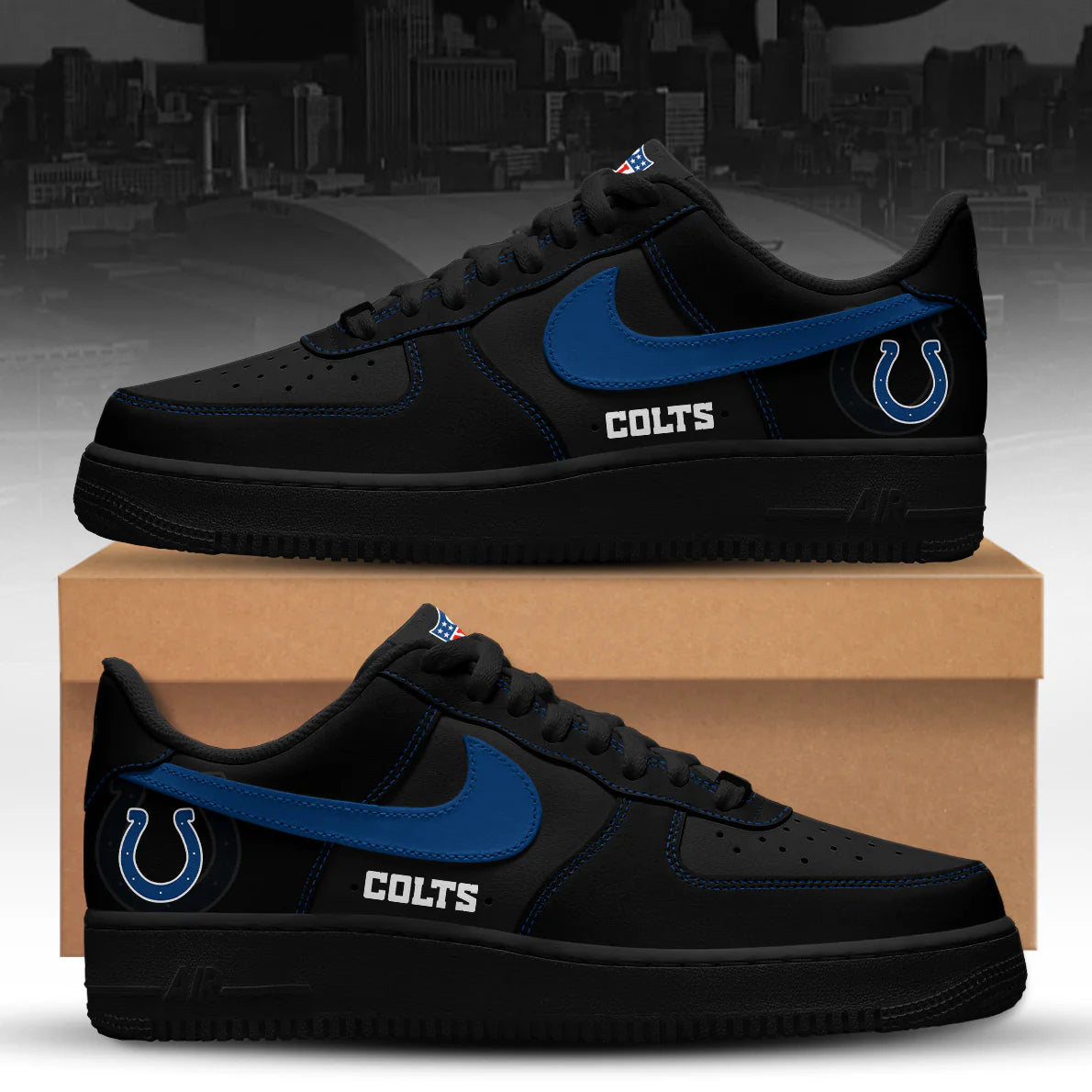 Indianapolis Colts Back In Black Special Edition AF1 Sneakers