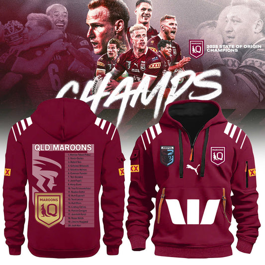 Queensland Maroons anzac 2025 NEW Half Zip Hoodie