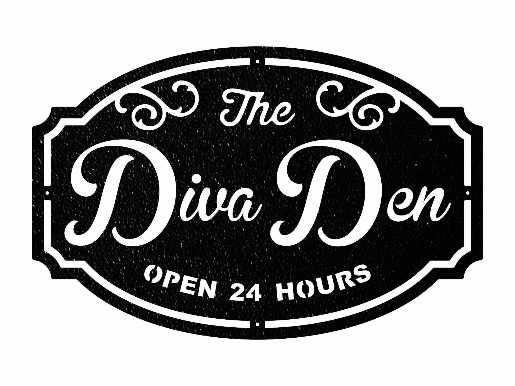 Diva Den Custom Metal Sign, Decorative Wall Art, Laser Cut Outdoor Name Sign, Metal Monogram Sign, Metal Artwork