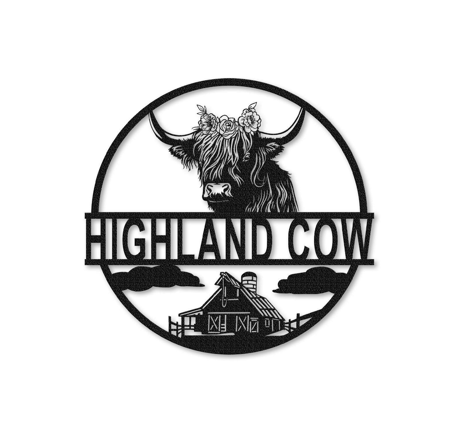 Custom Highland Cow Metal Sign,Highland Cow Wall Art,Personalized Highland Cow Farm Decor,Farmhouse Decor,Ranch Decor,Cow Barn Decor