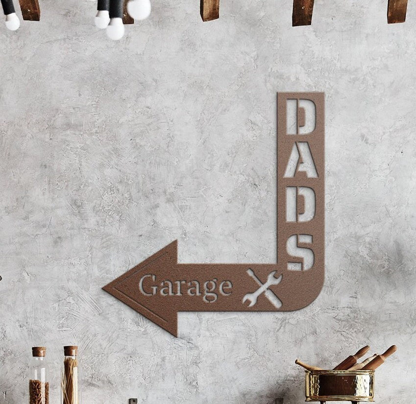 Dads Garage Metal Sign, Fathers Day Metal Art, Personalized Gift for Dad, Dad Name Sign, Fathers Day Gift, Garage Wall Sign, Metal Dad Gift