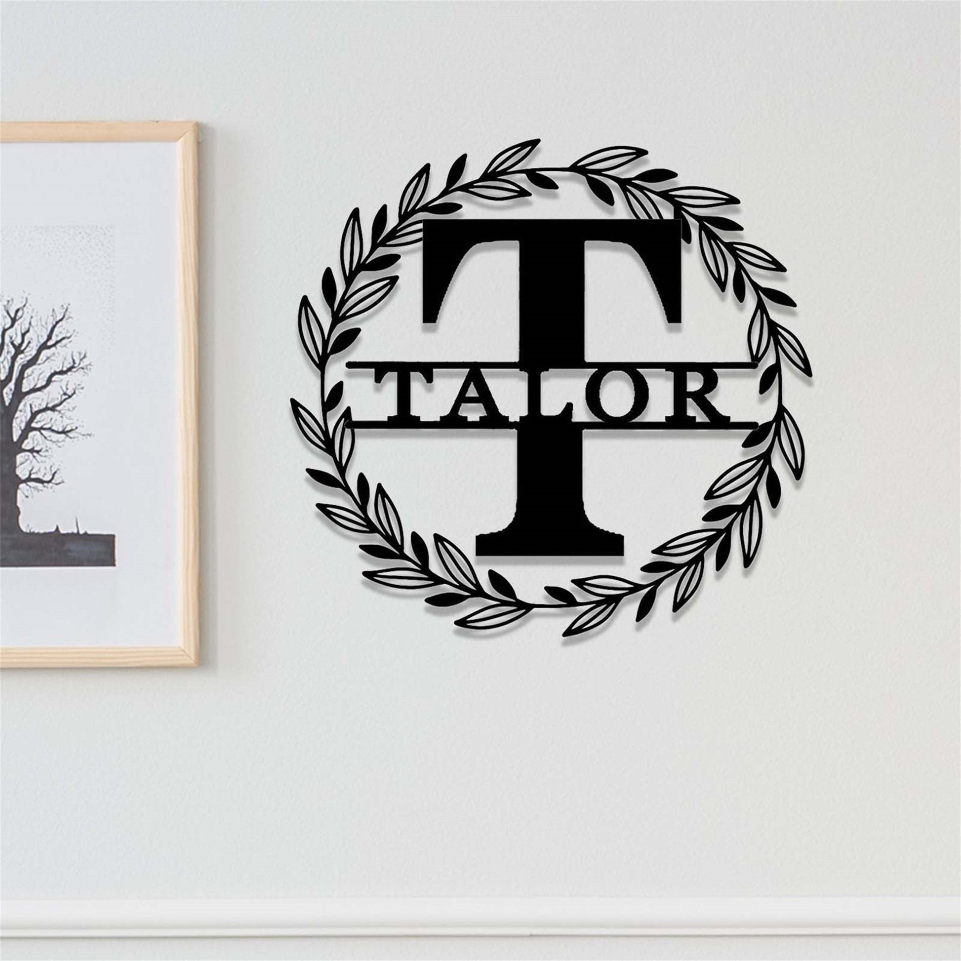 Custom Family Name Metal Sign,Monogram Metal Wall Decor,Personalized Last Name Sign,Wedding Gift,Initial Split Letter Monogram Wall Art