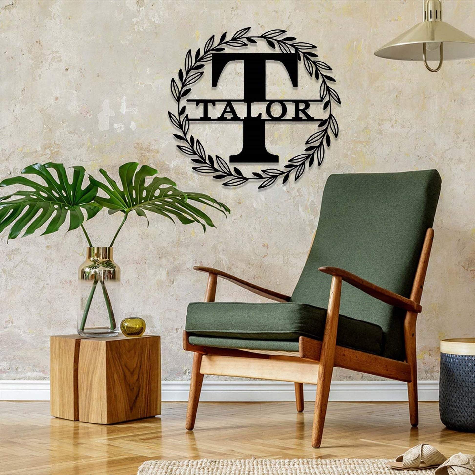 Custom Family Name Metal Sign,Monogram Metal Wall Decor,Personalized Last Name Sign,Wedding Gift,Initial Split Letter Monogram Wall Art