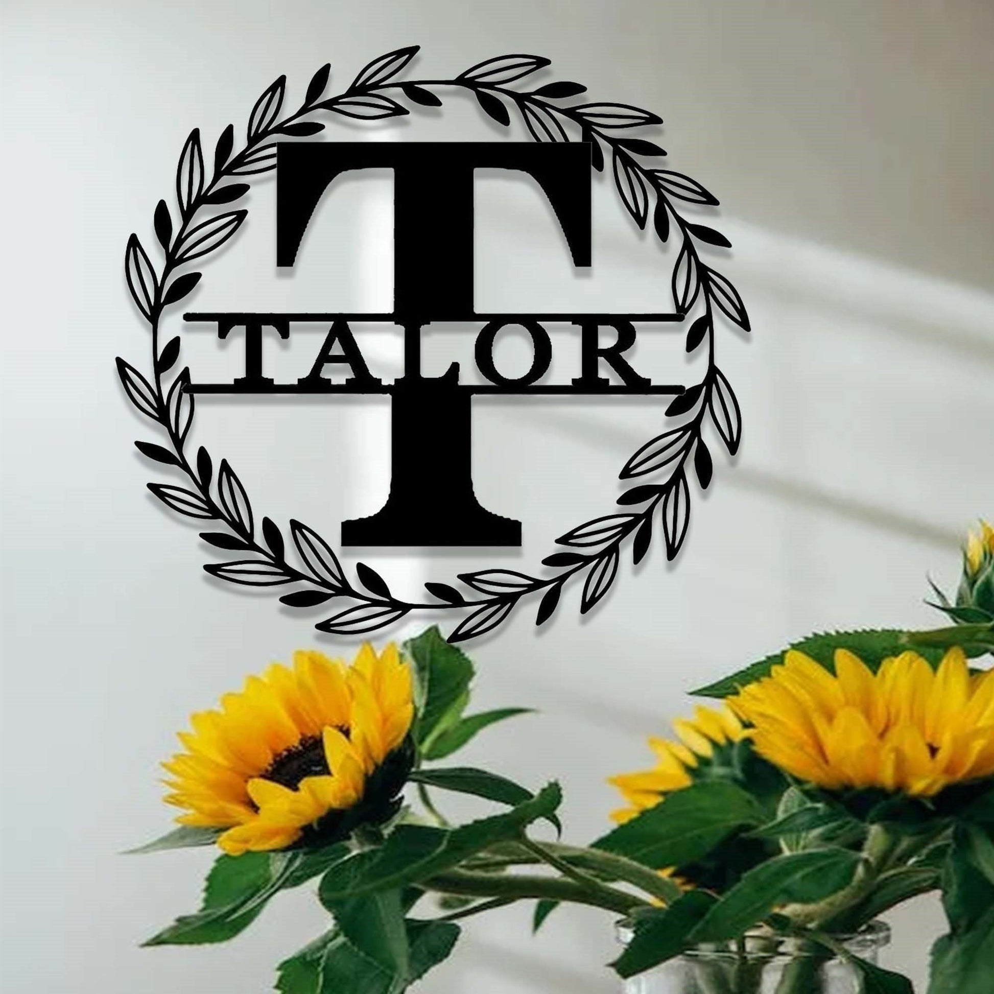 Custom Family Name Metal Sign,Monogram Metal Wall Decor,Personalized Last Name Sign,Wedding Gift,Initial Split Letter Monogram Wall Art