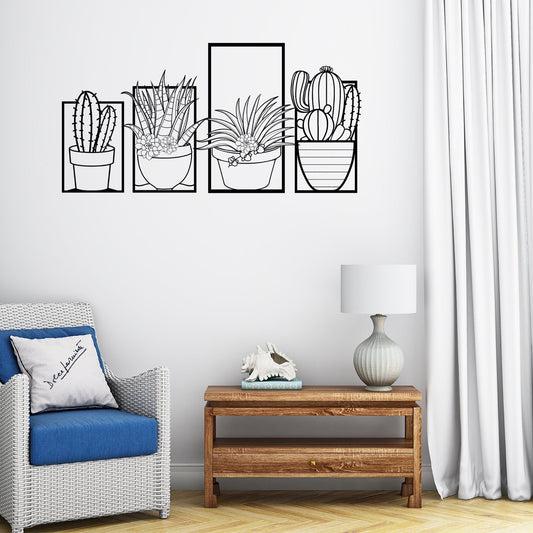 Metal Cactus 4 Pieces Wall Art, Cactus Metal Sign, Housewarming Gift, Wall Hanging Cactus Sign, Large Metal Wall Art, Metal Cactus Decor