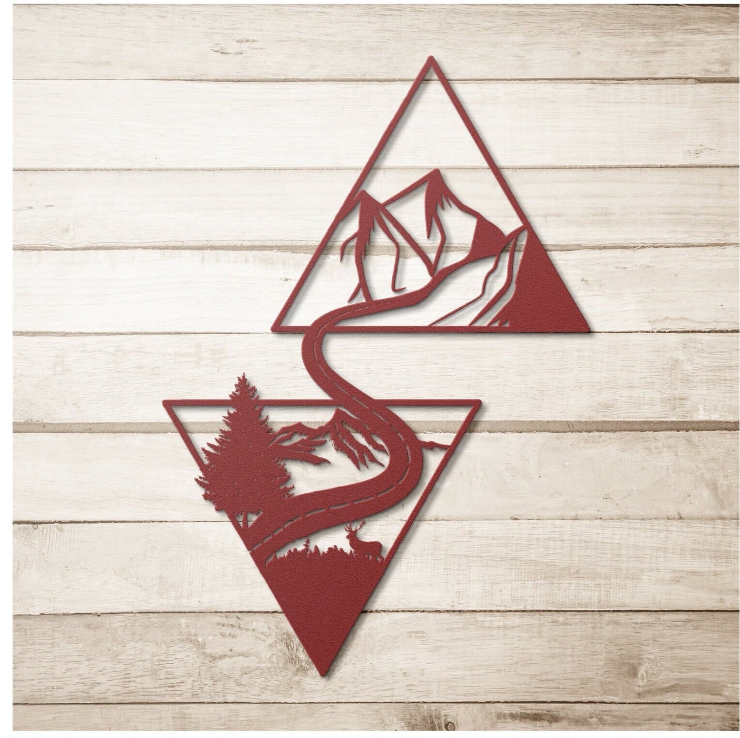 Geometric Mountain Metal Sign, Mountain Art Metal, Metal Mountain Wall Art, Mountain Triangle Metal Decor, Nature Metal Home Decor