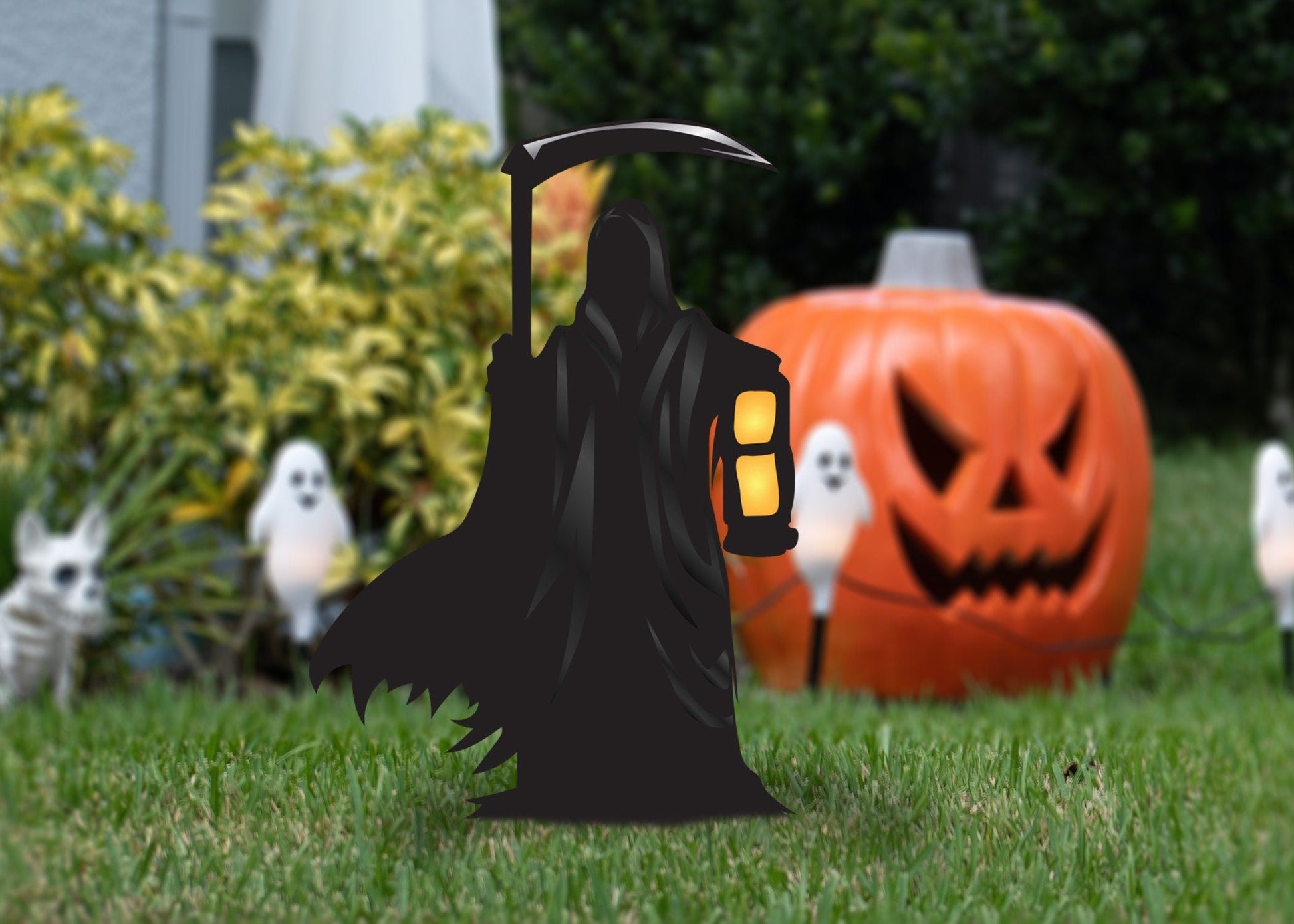 Metal Halloween Reaper Yard Sign, Halloween Lawn Sign, Metal Grim Reaper Sign, Halloween Decor Sign, Grim Reaper