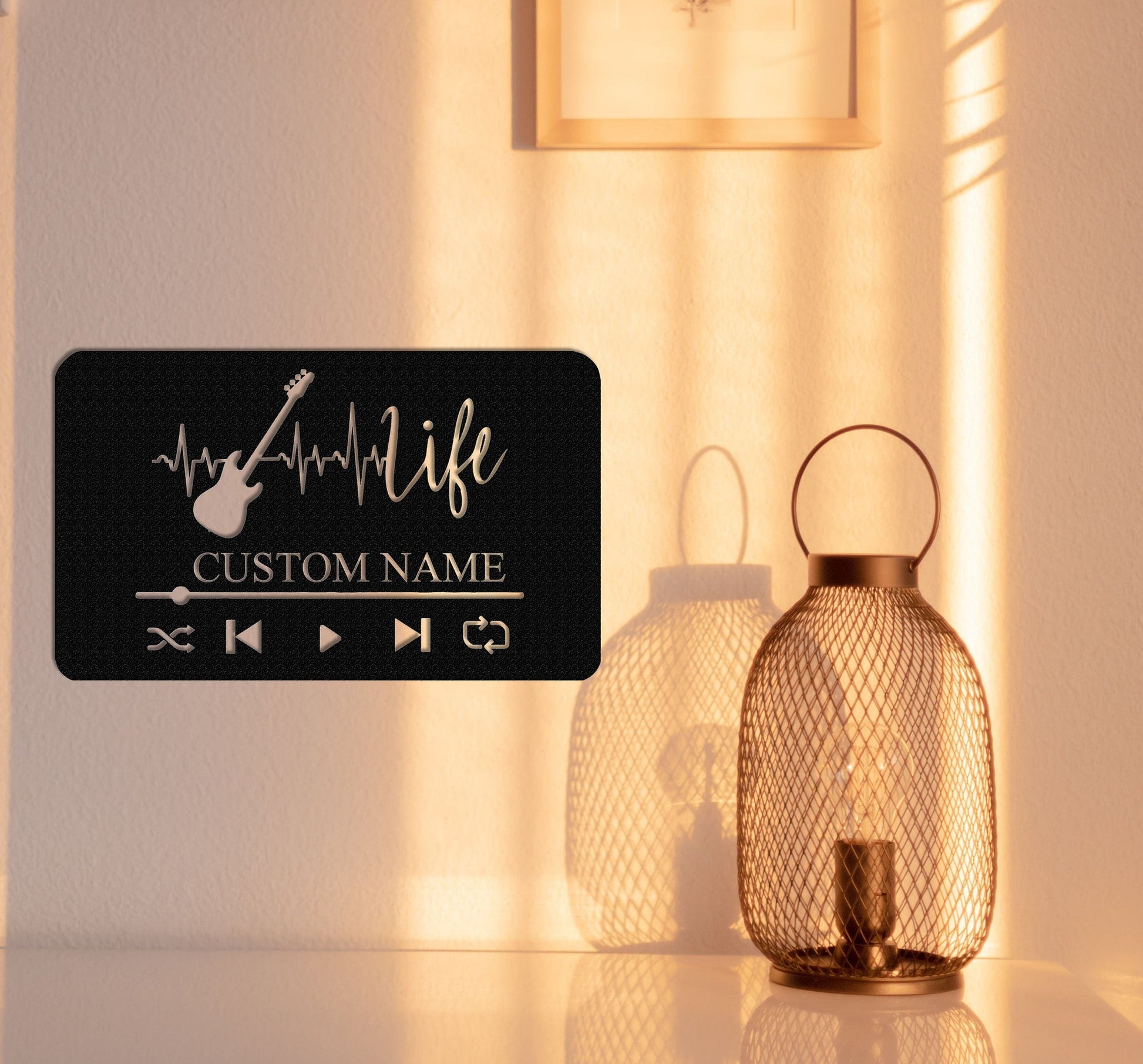 Custom Music Player Metal Sign,Guitar Wall Art,Guitar Decor,Guitar Wall Hanging For Music Room Decor,Guitar Studio Name Decor,Music is Life