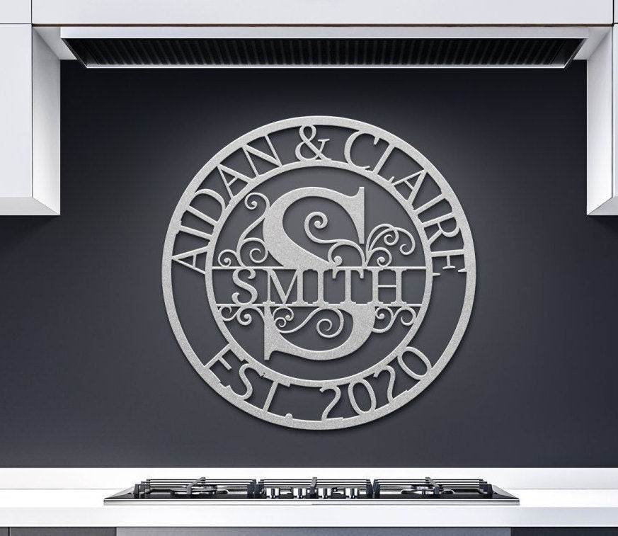 Custom Metal Monogram Sign, Metal Wall Art, Last Name Sign, Family Name Sign, Personalized Wedding Gift, Custom Metal Art, Outdoor Metal Art