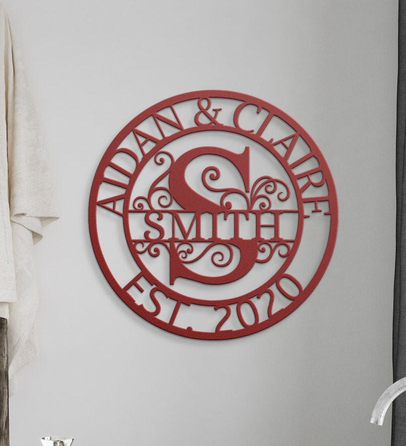 Custom Metal Monogram Sign, Metal Wall Art, Last Name Sign, Family Name Sign, Personalized Wedding Gift, Custom Metal Art, Outdoor Metal Art