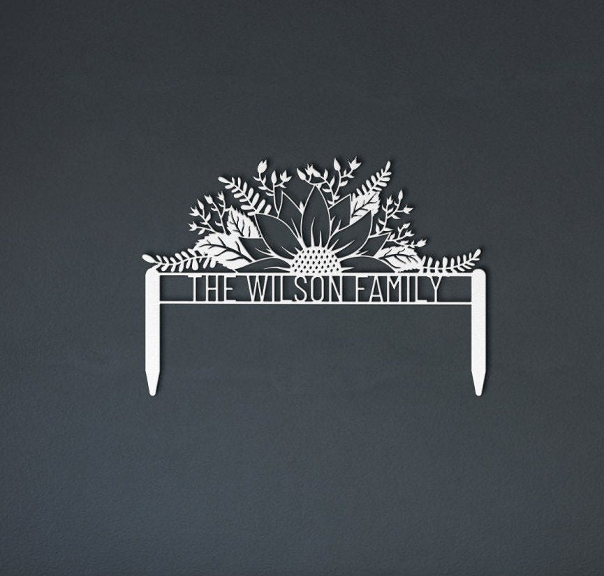 Family Custom Yard Sign, Outdoor Patio Metal Sign, Sunflower Metal Yard Sign, Welcome Yard Sign, Yard Address Sign, Address Sign For Yard