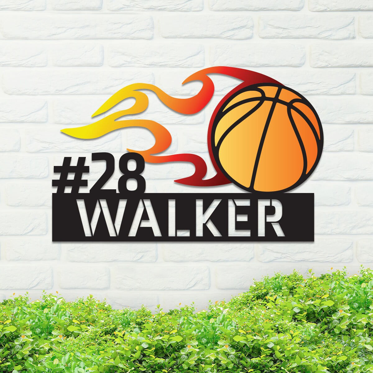 Metal Basketball Sign w Number, Basketball Metal Sign, Metal Kid's Name Sign, Custom Sports Metal Sign, Metal Name Sign, Kid's Room Sign