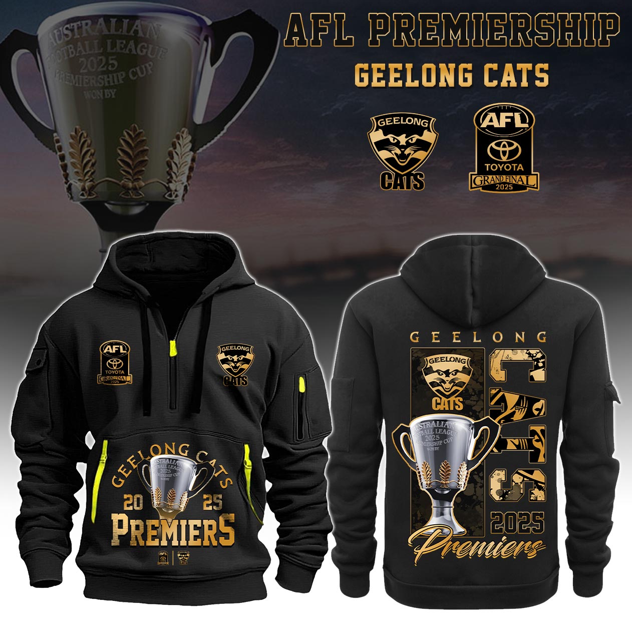 GEELONG CATS– AFL 2025 Champions Half Zip