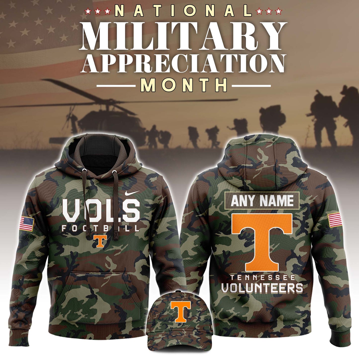 Tennessee Military Appreciation Club Pullover Hoodie Camo