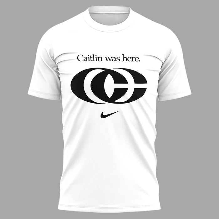 Caitlin Was Here - Caitlin Clark Signature Nike Swoosh Logo T-shirts V1 (White)
